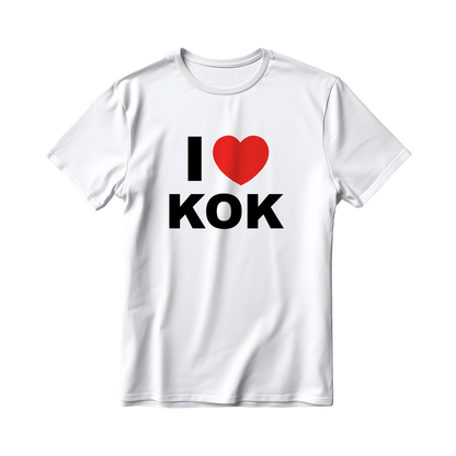 „I ❤ KOK“ Print Detail – weißes T-Shirt mit handgemachtem Siebdruck aus Berlin