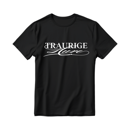 „Traurige Hure“ Print Detail – schwarzes T-Shirt mit handgemachtem Siebdruck aus Berlin
